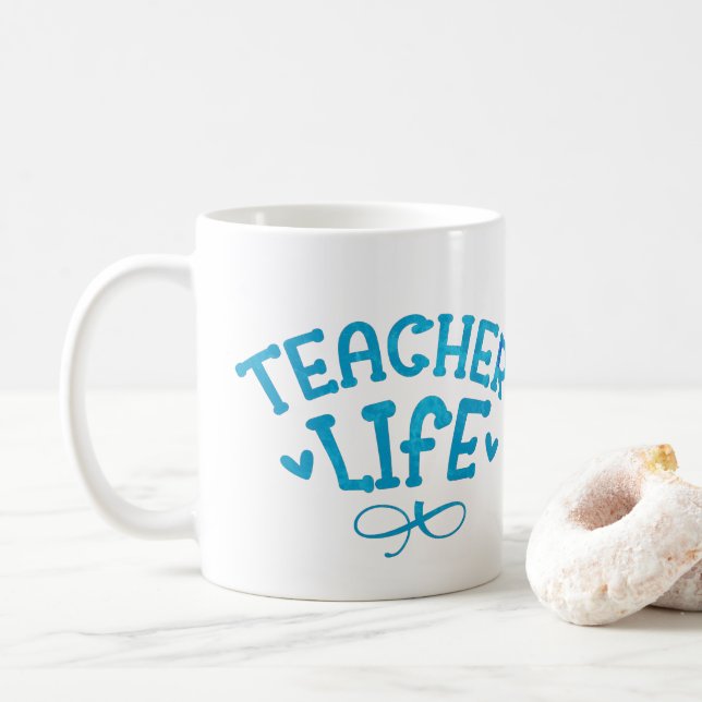 TEACHER LIFE-typografi Kaffemugg (Med munk)