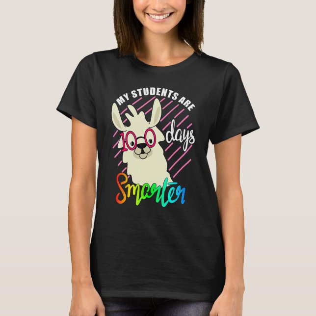 Teacher Llama lovers My Students are 100 Days smar T Shirt (Framsida)