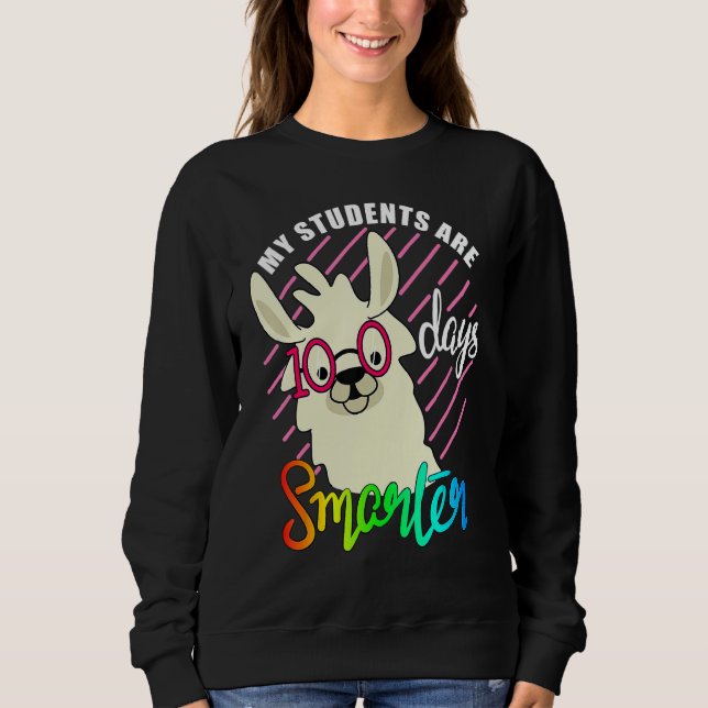 Teacher Llama lovers My Students are 100 Days smar T Shirt (Framsida)
