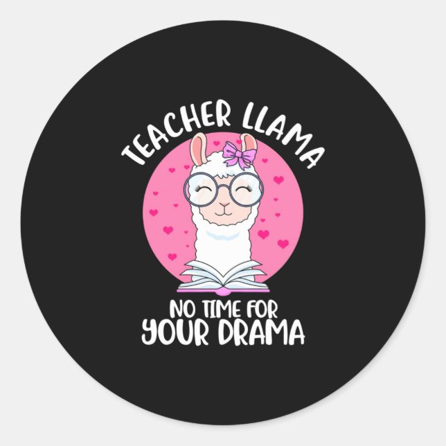 Teacher Llama Runt Klistermärke (Framsida)