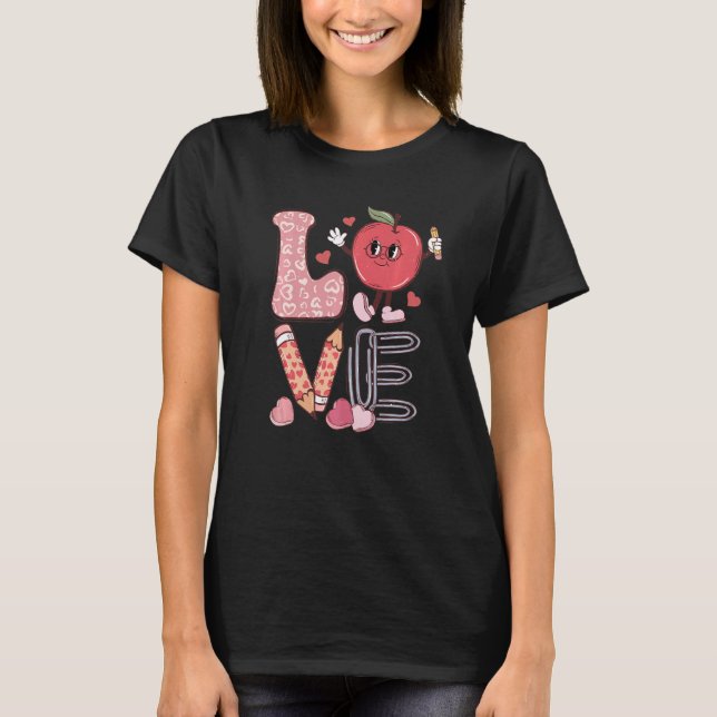 Teacher Love Retro Groovy Teachers Day T Shirt (Framsida)