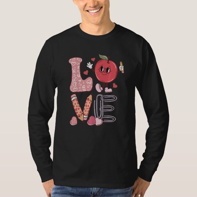 Teacher Love Retro Groovy Teachers Day T Shirt (Framsida)