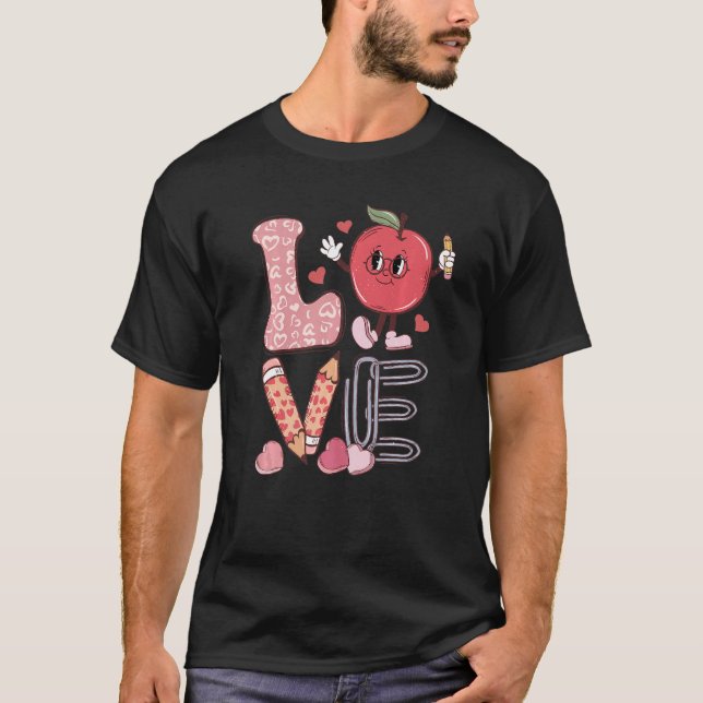 Teacher Love Retro Groovy Teachers Day T Shirt (Framsida)