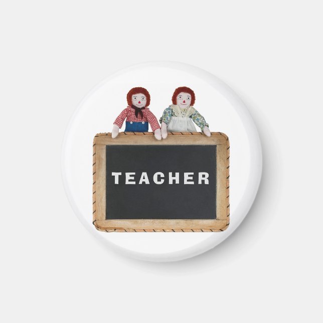 TEACHER magnet Raggedy Ann Andy Dallkboard. (Framsidan)