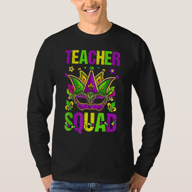 Teacher Mardi Gras 2023 Teacher Squad Family Match T Shirt (Framsida)