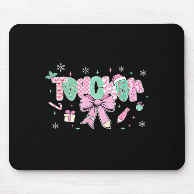 Teacher Merry Christmas Coquette Lace Bow Girl Wom Musmatta (Framsidan)