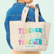 Teacher Modern Rainbow Färg Personlig Namn