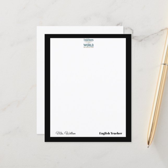 Teacher name elegant quote modern white frame (Fram/Back In Situ)