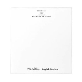 Teacher name elegant quote modern white frame anteckningsblock