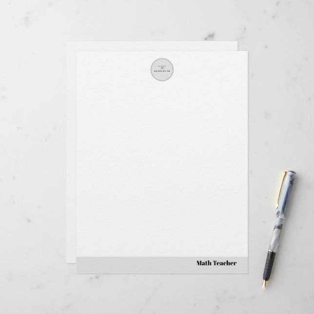 Teacher name elegant quote modern white frame brevhuvud (Fram/Back In Situ)