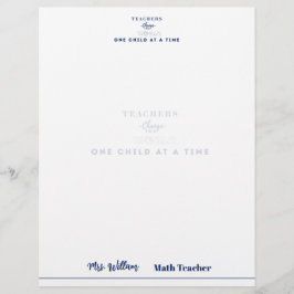 Teacher name elegant quote modern white frame brevhuvud