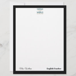 Teacher name elegant quote modern white frame brevhuvud