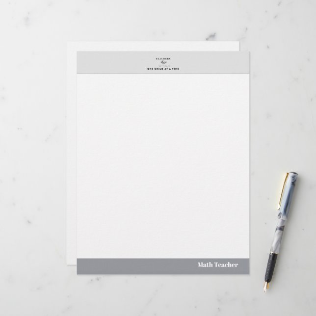 Teacher name elegant quote modern white frame brevhuvud (Fram/Back In Situ)