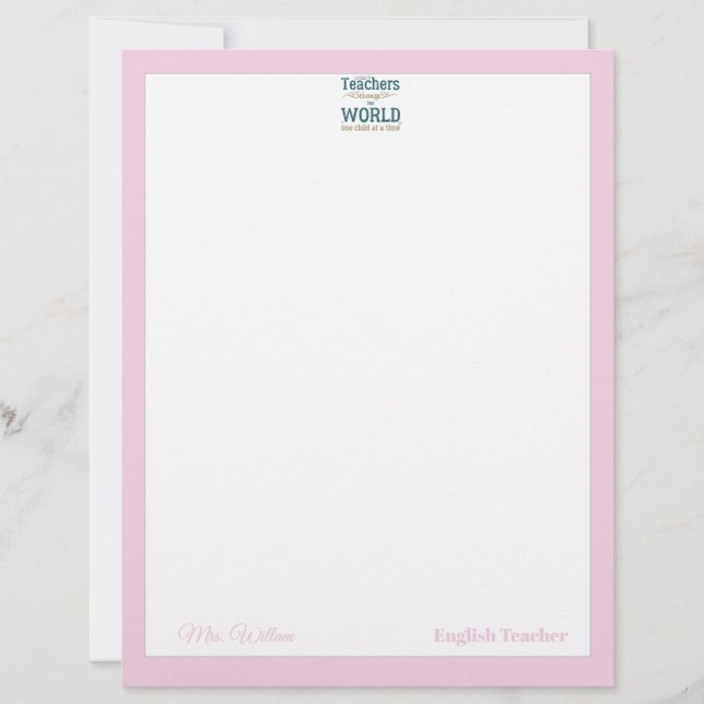 Teacher name elegant quote modern white frame lett brevhuvud (Framsida)
