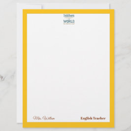 Teacher name elegant quote modern white frame lett brevhuvud