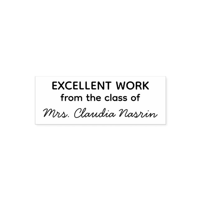 Teacher name personalized excellent work grading självfärgande stämpel (Design)