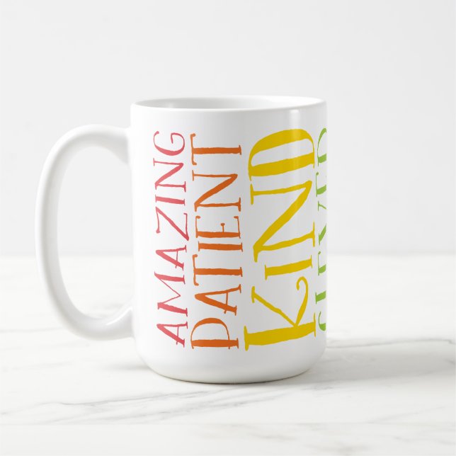 TEACHER NAMN färglös regnbågspositiv ord-stapel Kaffemugg (Vänster)