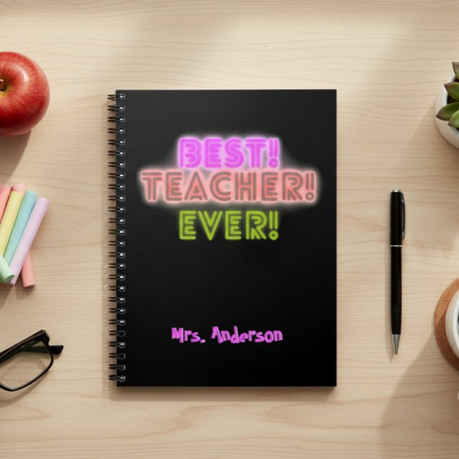 Teacher Notebook with Neon Writing / Neon Script Anteckningsbok (Skapare uppladdad)