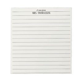 Teacher Notepad lined paper with "a note from"  Anteckningsblock