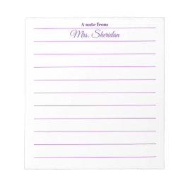 Teacher Notepads Purple Lined Paper A note from Anteckningsblock