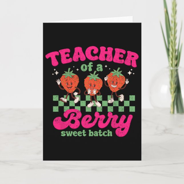 Teacher Of A Berry Sweet Tch Fun Strawberry Design Kort (Framsida)
