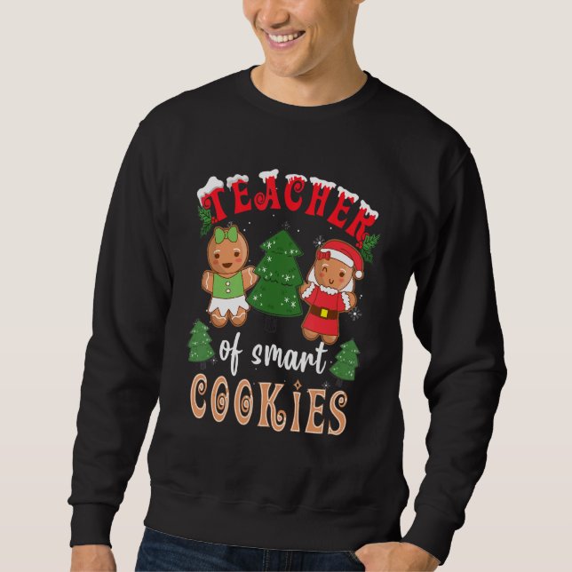 Teacher Of Smart Cookies Gingerbread Pajama Family Lång Ärmad Tröja (Framsida)