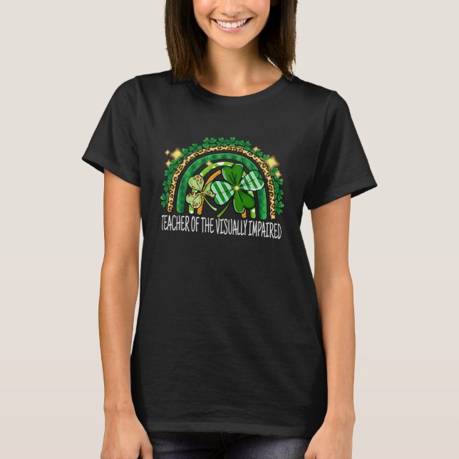 Teacher Of The Visually Impaired Rainbow St Patric T Shirt (Framsida)