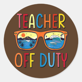 Teacher Off Duty Sunglasses Palm Tree Beach Runt Klistermärke