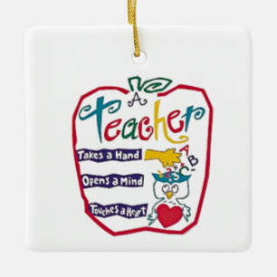 "TEACHER"-ORNAMENT ÄPPLE OCH TACK JULGRANSPRYDNAD KERAMIK