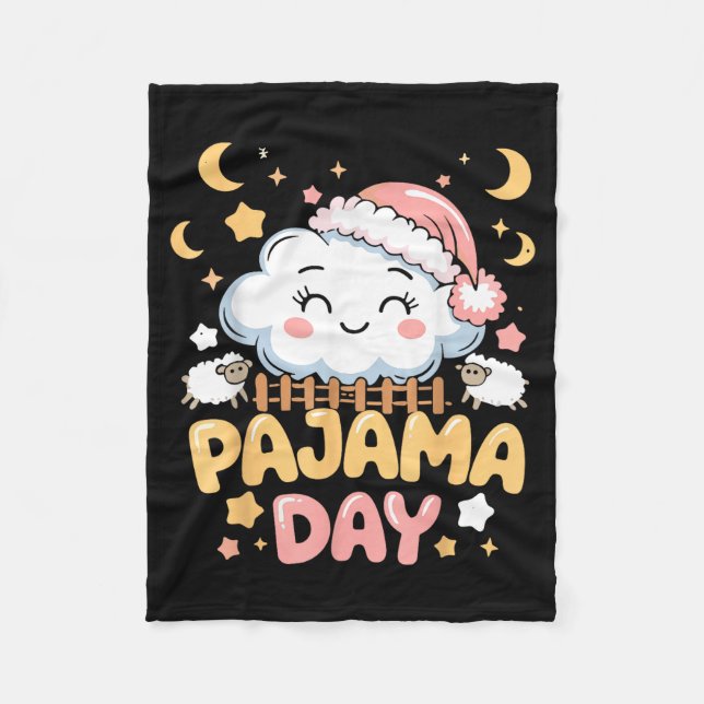 Teacher Pajama Day Shirt, Funny Cloud Sleever Scho Fleecefilt (Framsidan)