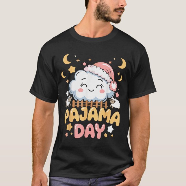 Teacher Pajama Day Shirt, Funny Cloud Sleever Scho T Shirt (Framsida)