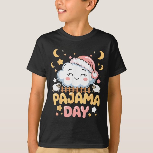 Teacher Pajama Day Shirt, Funny Cloud Sleever Scho T Shirt (Framsida)