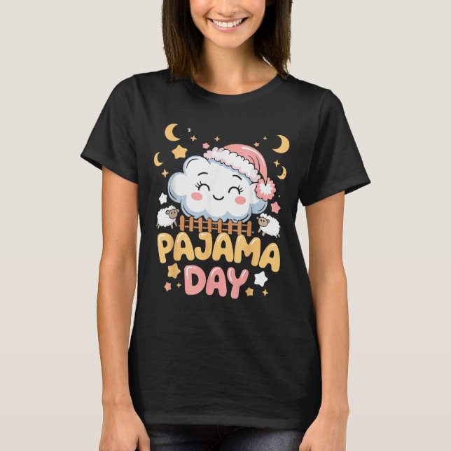 Teacher Pajama Day Shirt, Funny Cloud Sleever Scho T Shirt (Framsida)