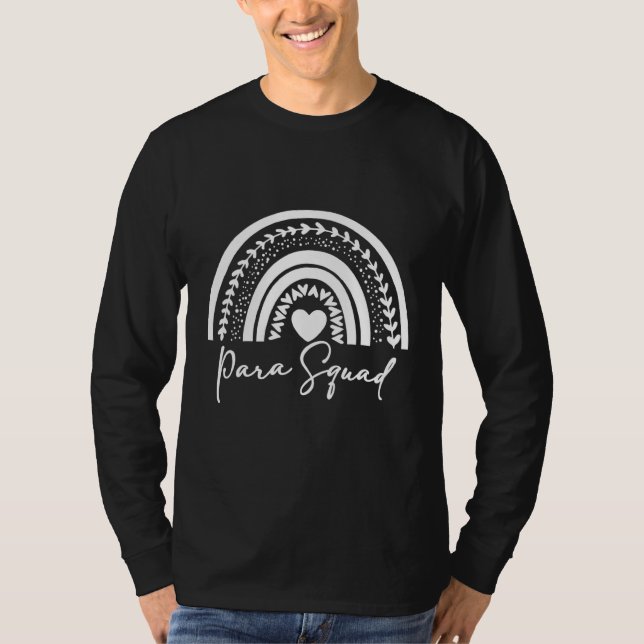 Teacher Paraprofessionell Para Squad Rainbow Desig T Shirt (Framsida)