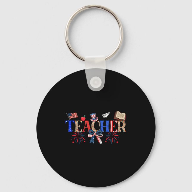 Teacher Patriotic 1776 Independence Day Design Nyckelring (Framsida)