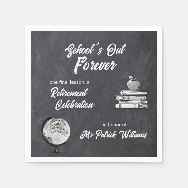 Teacher Pension Chalk Blackboard Nostalgic Pappersservett (Framsidan)