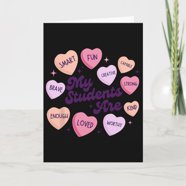 Teacher Positive Affirmations Valentine Candy Hear Kort (Framsida)