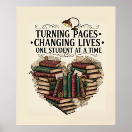 Teacher Poster | Turning Pages Book Heart Art