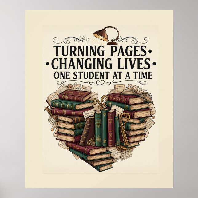 Teacher Poster | Turning Pages Book Heart Art (Framsidan)