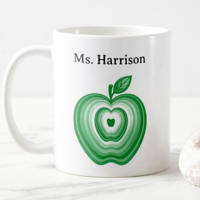 Teacher Professor Custom Name Green Apple Gift Kaffemugg (Skapare uppladdad)