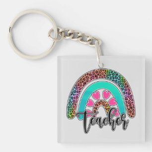 Teacher Rainbow - Colorful Leopard Print