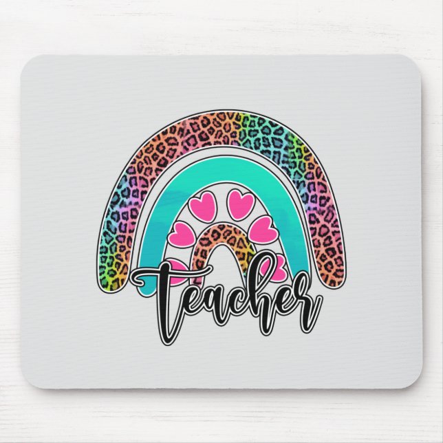 Teacher Rainbow - Colorful Leopard Print Musmatta (Framsidan)