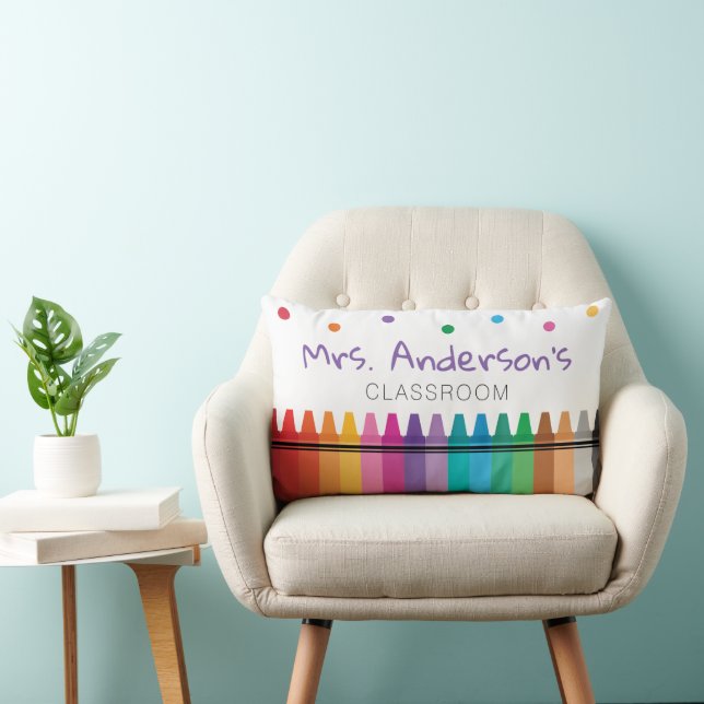 Teacher Rainbow Crayon Preschool Classroom Decor Lumbarkudde (Stol)