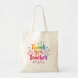 Teacher Rainbow Tack Tote Bag Tygkasse