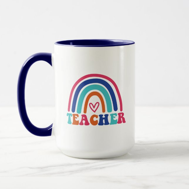 Teacher Rainbow Wordart Mugg (Vänster)