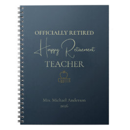 Teacher Retirement Gift Officially Retired Anteckningsbok