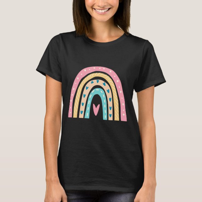 Teacher School Teaching Educator Rainbow Pastel Co T Shirt (Framsida)