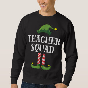 Teacher Squad Elf Matching Group Julskolan Lång Ärmad Tröja