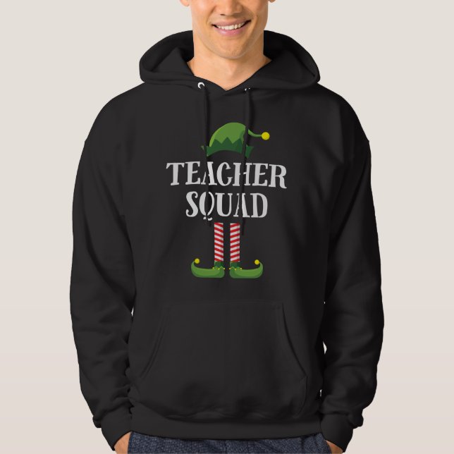 Teacher Squad Elf Matching jul School Party Hoodie (Framsida)