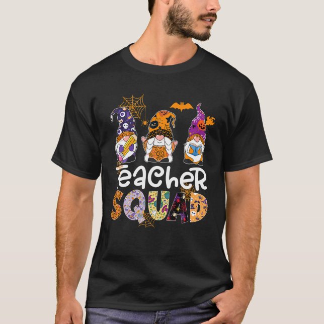 Teacher Squad Gnome Funny Halloween Costume Trick T Shirt (Framsida)